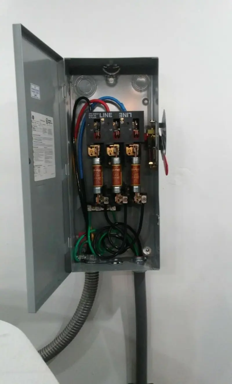 Three-phase disconnect switch installed for Smoke Detector Installation in L'Anse